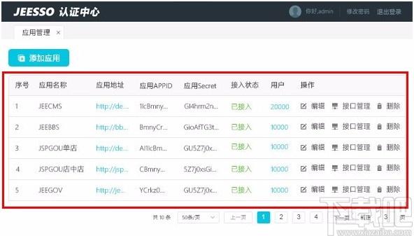JEESSO下载,统一身份认证系统,应用管理